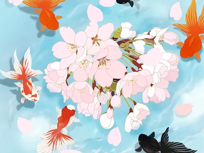 金魚と桜 art design graphic design illustration logo nature イラスト