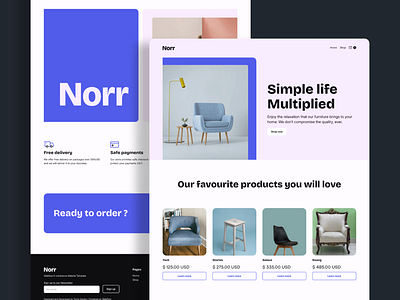 Norr - Webflow E-Commerce Website Template chair ecommerce figma template furniture interior design nordic design scandinavian design store webflow template