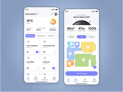 Smart Home App Design android app digital home home home monitoring ios iphone mobile mobile app design product design smart devices smart home app smart house ui ux vacuum cleaner web design web3 xiaomi