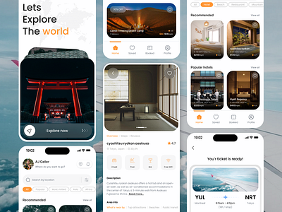 🧳 | Travel application application booking camp cards explore flight hotel minimal mobile ticket tour travel traveling app trend ui ux