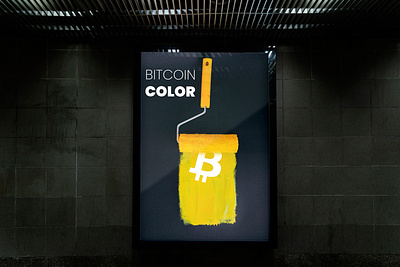Bitcoin / BTC Poster bitcoin branding btc color crypto cryptocurrency dark graphic design mockup poster yellow