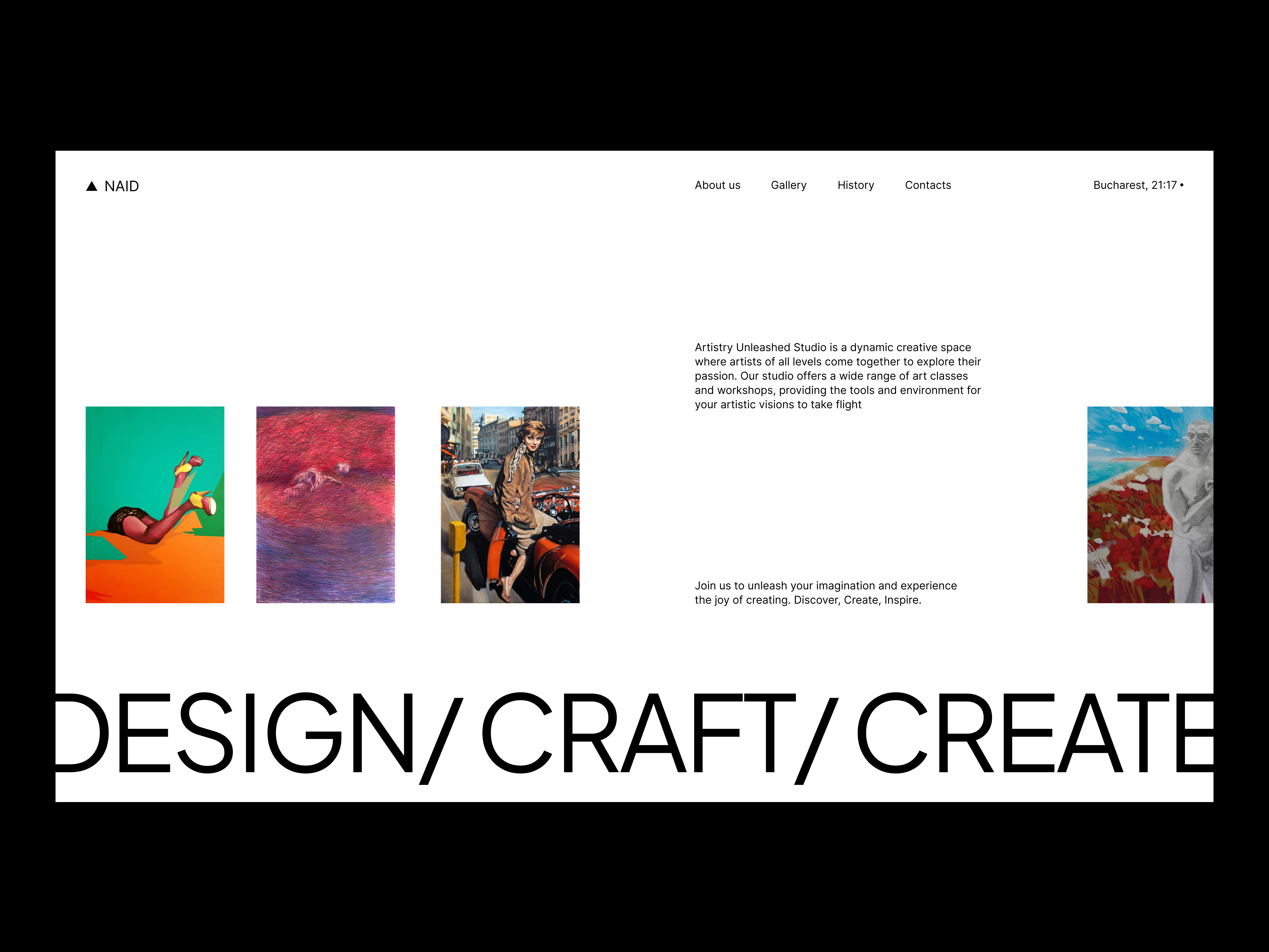 NAID Gallery in Bucharest ai bucharest design illustration minimal romania typography ui ux uxresearch web design