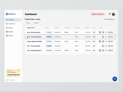 Fit-out project management platform ui user experience user interface ux