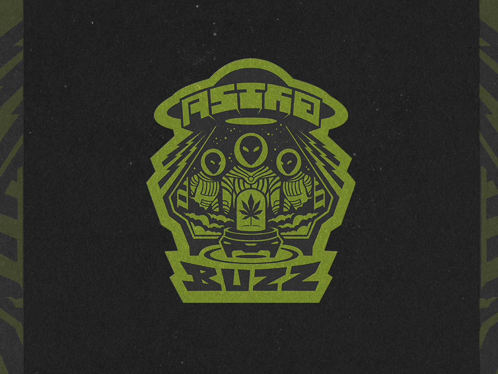 Astro Buzz aliens cannabis character comic label retro smoke space ufo weed
