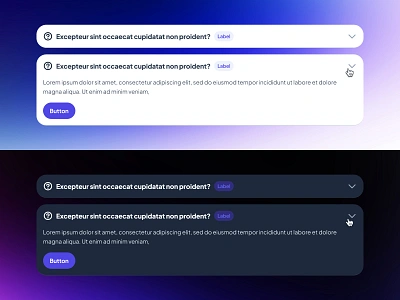 slothUI - World's Laziest Design System - Accordion FAQ Dropdown accordion accordion ui clean dark mode design system faq figma design system figma ui kit frequently asked questions gradient indigo lazy minimal modern purple sloth slothui ui ui design ui kit