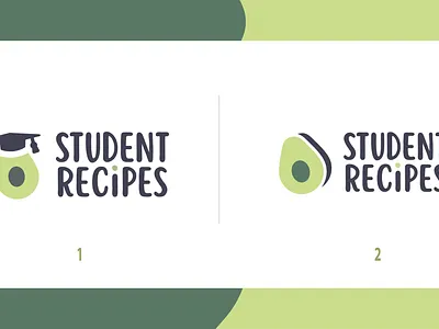 Student Recipes Logo Options avocado branding cooking fresh grad graduation grocery growth guac hat logo recipes student summer