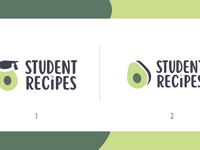 Student Recipes Logo Options avocado branding cooking fresh grad graduation grocery growth guac hat logo recipes student summer