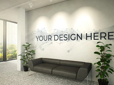 Blank White Office Wall Mockup blank bright clean context empty interior frame mockup mock up mockup mural office product reception scene sofa template uncluttered vinyl waiting room wall white