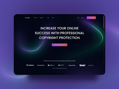 Futuristic Design For Copyright Protection Website creativeindustry design designthinking desktop futuristic neon ui ui design uiux ux design web web design website website ui
