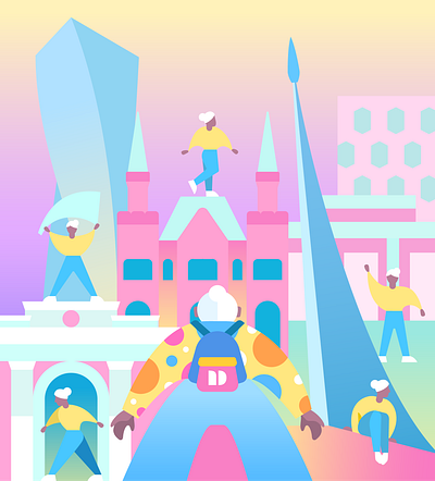 Sides of the City app illustration splash screen ui ux vector