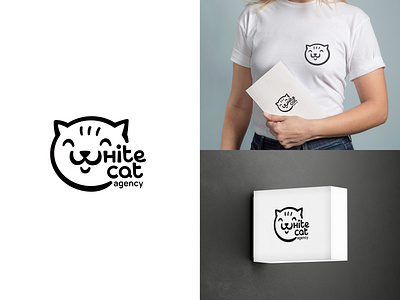 White cat agency animal brand branding cat character design elegant graphic design illustration logo logo design logo designer logotype mark mascot modern pet sign
