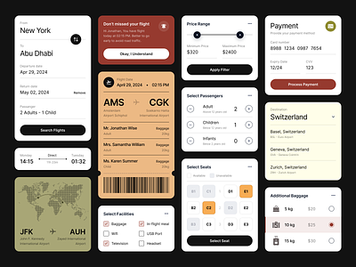 #Exploration - UI Elements for Flight App app booking city clean color country data design earth elements filter flight input pastel schedule ticket tone ui ui kit ux