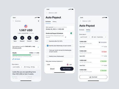 Arto Plus Mobile - Auto Payout app auto payout management mobile payment product design saas ui ux