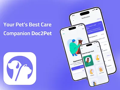 Doc2Pet mobile vet app animation app design illustration minimal ui web