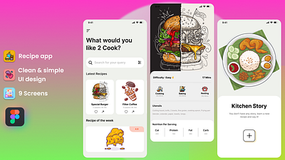 Recipe App UI design app design design kit template