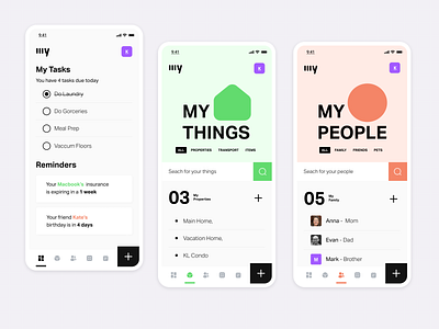 Personal CRM & Inventory System app clean concept crm flat green inventory iphone light minimal mobile mobile design mobile ui orange personal product design rolodex ui white