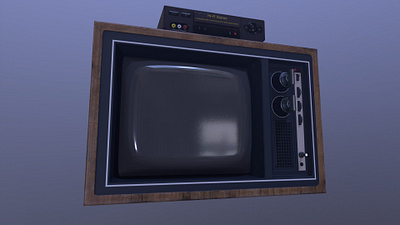 Retro TV and recorder 3d game art hard surface props realism recorder retro tv