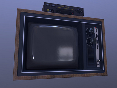 Retro TV and recorder 3d game art hard surface props realism recorder retro tv