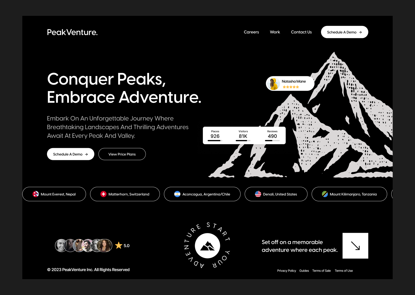 Travel Animated Landing Page animation animation travel dark mode motion graphics mountains travel ui