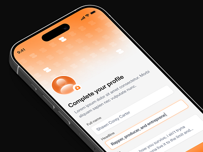 Complete profile - Concept app button design figma gradient iphone mobile product profile settings ui ux