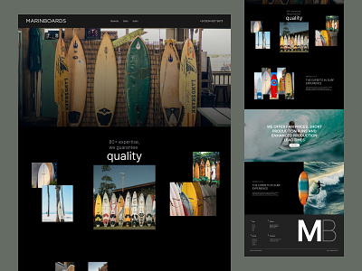 Surfboard Website black brand website branding home page landing page ui ux web design website