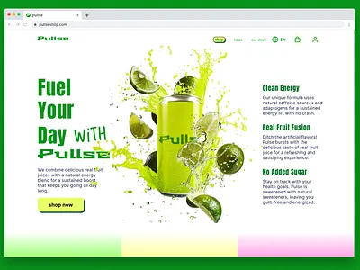Energy drink landing page artwork branding bright design desktop digital graphic design illustration landing marketing page ui web website