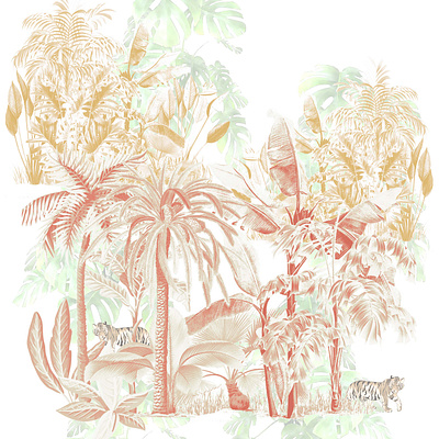 Indian safari botanical design graphic design illustration jungle print textile tiger
