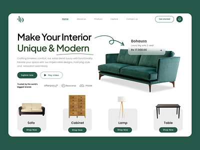 Furniture Landing Page design e commerce web ecommerce figma furniture homedecor landing page modern furniture product ui ux web web design website