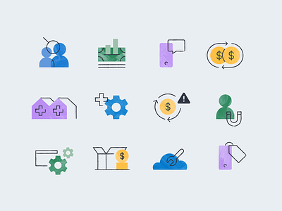 Small Business Icons business cash credit design flat icon loan medical money payment retention small texture