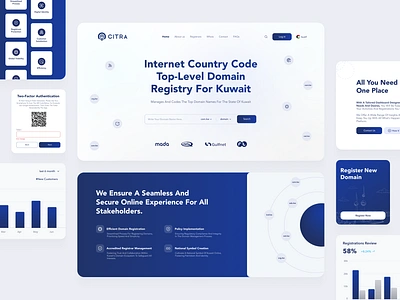 CITRA Domain Management - Design Components. branding buttons chart design charts components design domain feautres figma graphic design illustration internet landingpage login otp services ui uidesign ux