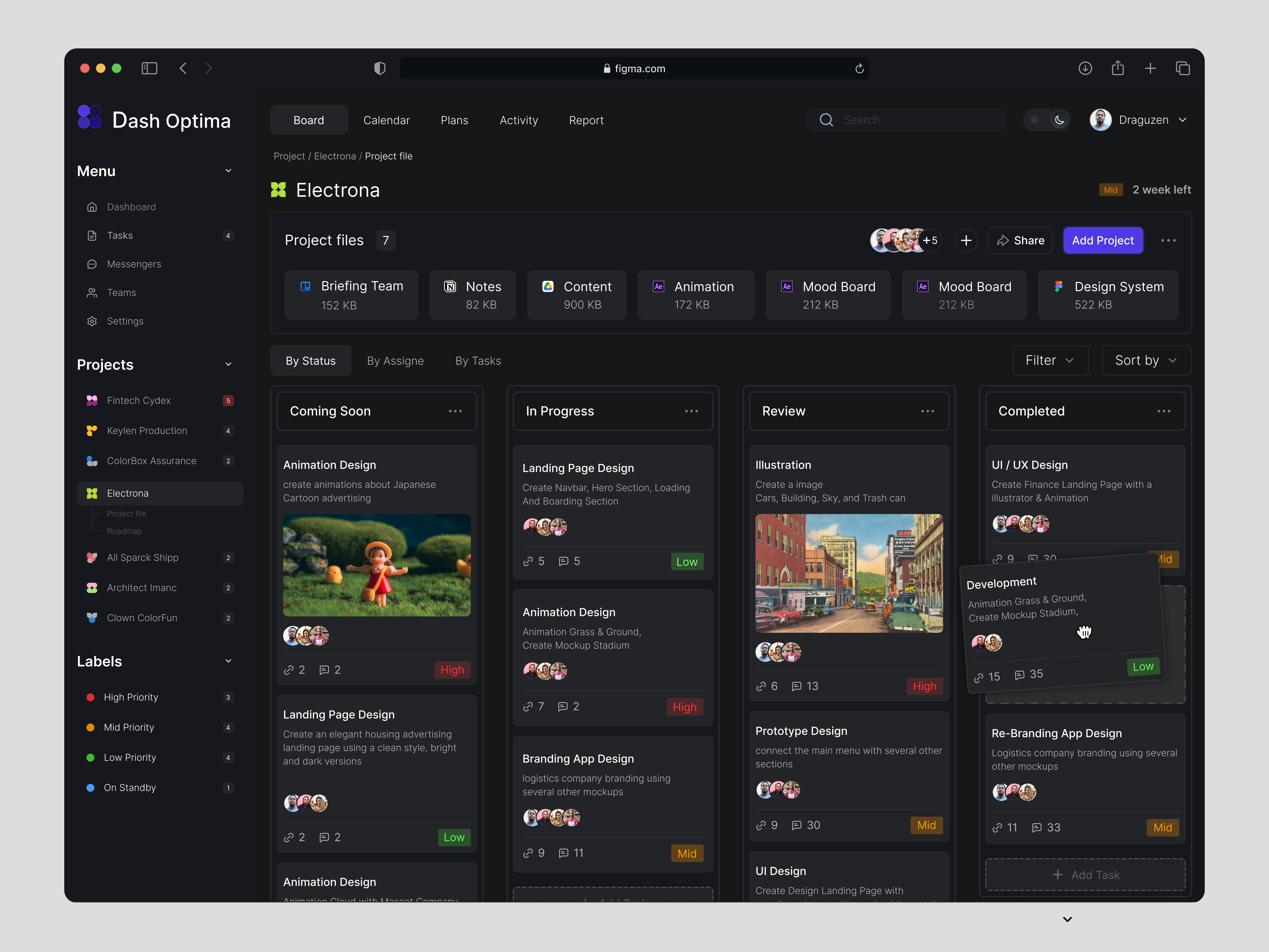 Dash Optima - Project Management Dashboard activity dashboard card dashboard data dashboard digital product design management product product design project roadmap saas saas product task management task tracker task tracking taskflow team collaboration teamwork management ui design web app