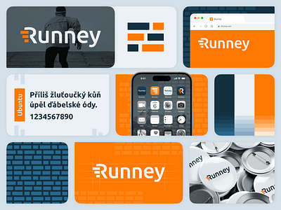 Visual identity concept (3/4) bento grid blue branding design favcion fitness graphic design logo mobile app mockup orange ui vector visual identity