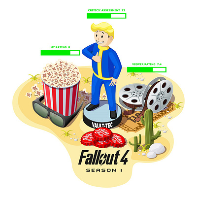 Fallout branding concept design fallout graphic design illustration isometric logo movie pip boy rating series ui vector