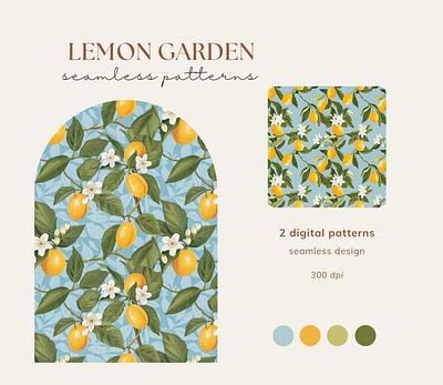 Lemon Garden Seamless Patterns
