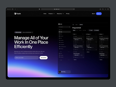 🪄 Task Manager - Landing Page branding dark mode dashboard design gradient graphic design landing page logo product design productivity saas task management to do ui ux web app