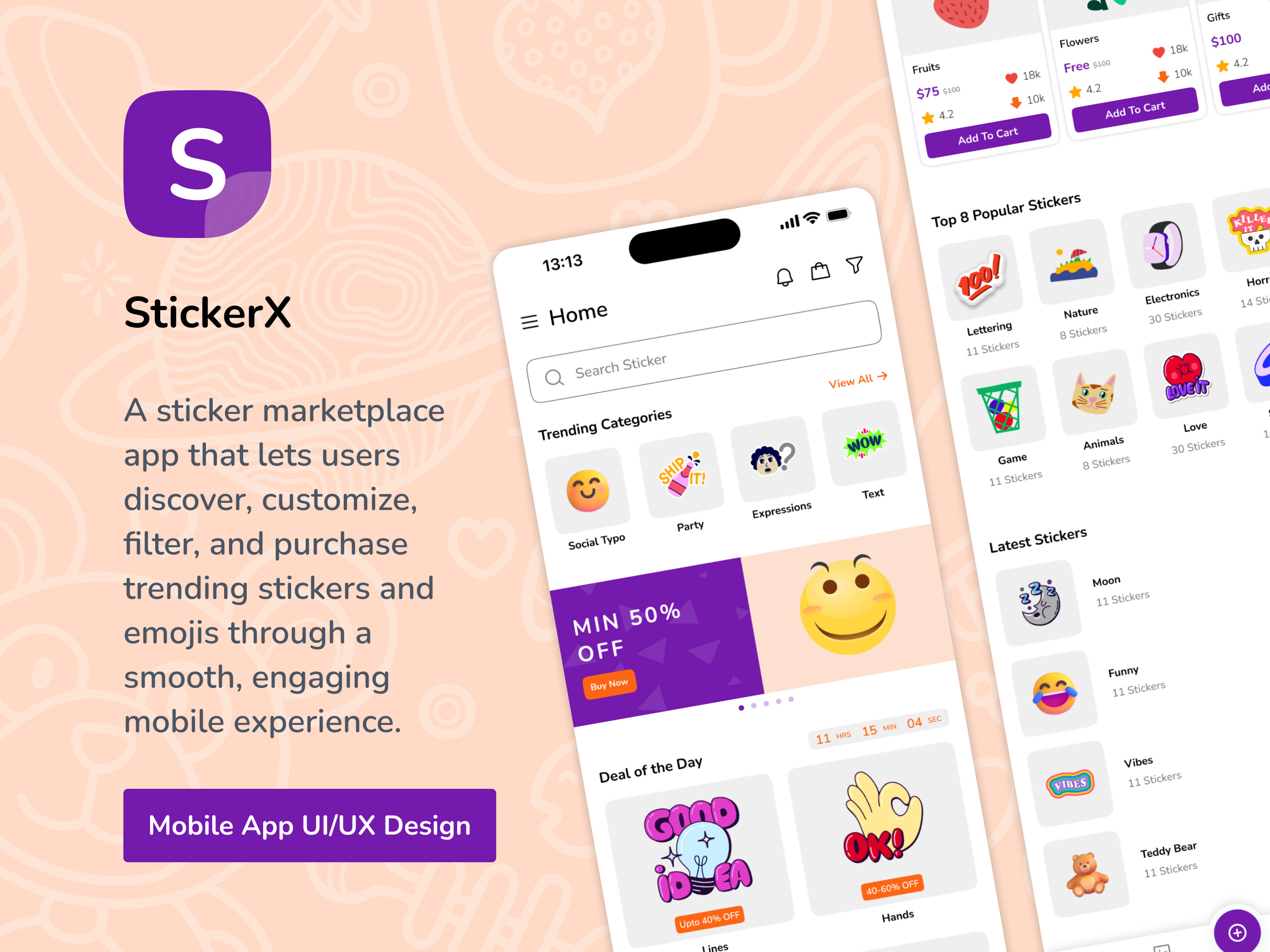 Sticker App Design: Add Fun to Messaging with Custom Stickers android sticker app app design app ui design iphone sticker app mobileappdesign mobileapps sticker app sticker app design sticker app ui sticker app ui designs sticker ios sticker app stickermakerapp ui mobile design uiuxdesign uxui