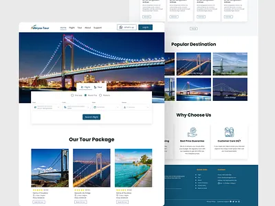 Flight booking and tour website branding design flight website homepage landing page logo tour website ui ui of website ux website