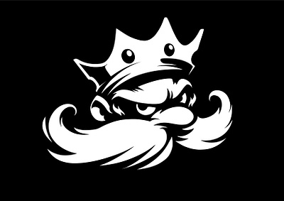 👑 Negative King 👑 barbershop black casino crown draw e face game hand king kingdom logo logotype mascot moustache negative sign sport team white