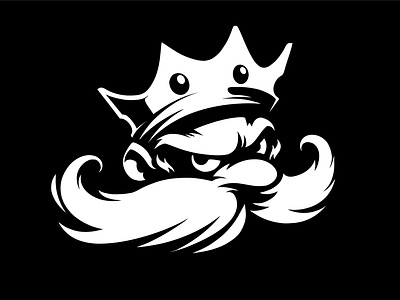 👑 Negative King 👑 barbershop black casino crown draw e face game hand king kingdom logo logotype mascot moustache negative sign sport team white