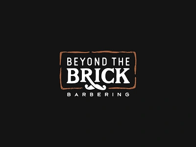 Beyond the Brick barber barbershop brick illustration lettering logo masculine mustache stamp