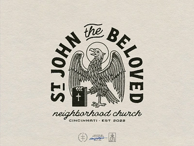 St. John the Beloved Master Logo animal black and white brand design brand identity branding branding design christian church eagle edgy gospel hand drawn identity design illustration logo logo design traditional typography vintage visual identity