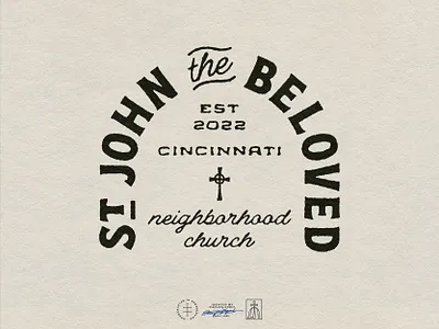 St. John the Beloved Tertiary Logo black and white brand design brand identity branding branding design christian church community cross hand drawn identity design illustrator lettering logo logo design type typographic typography vintage visual identity