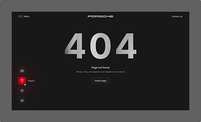 Porsche Website's 404 Page Redesign 404 page car cars darck mode mettal porsche ui ux design