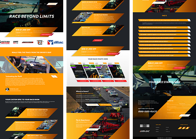 Homepage Ui design for a Racing Simulation Website black branding car dark design ecommerce figma graphic design illustration mockup photoshop race racing simulation slanting ui unique vector wireframe yellow