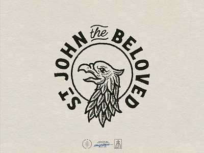 St. John the Beloved Secondary Logo animal badge bird black and white brand design brand identity branding branding design circular classic eagle emblem hand drawn identity design illustration illustrator logo logo design vintage visual identity