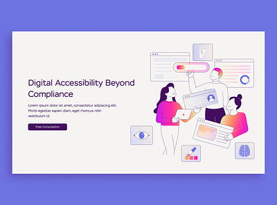 Digital Accessibility Website Illustration access accessibility branding character color colorful content cute design digital gradient graphics illustration inclusive people tools vector website