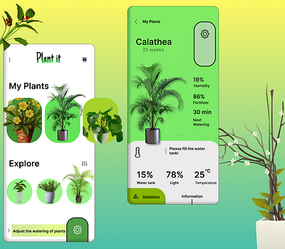 "A plant is the most patient and forgiving teacher". 3d app dailyui design figma mockup plant ui ux uxui
