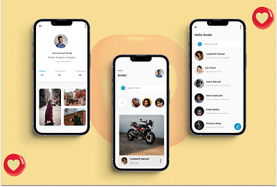 A Mobile design of a Social Media App. app ui