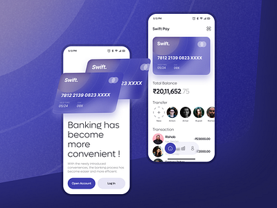 Banking Revolution: Simplify Your Finances!(Concept App) amount bank account banking blue credit card dashboard fintech minimal mobile app trannsfer