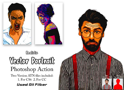 Realistic Vector Portrait Photoshop Action ui vector sketch